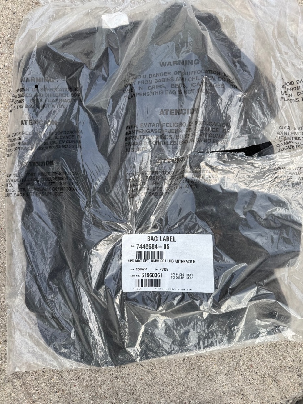 New BMW Floor Set 4 Pc Mats Set  BMW G01 LHD Anthracite 7445684-05 Made In USA